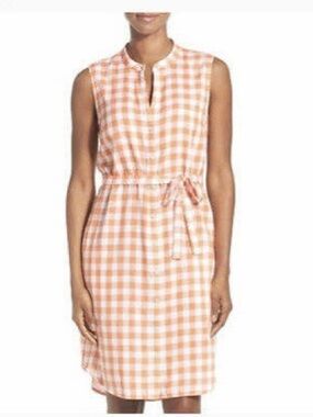 Tommy Bahama Orange and White Gingham Sleeveless Dress
